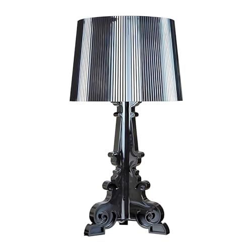 QXGJTLI Klare viktorianische Tischlampe, Acryl-Lampendekor mit plissiertem Schirm, Nachttisch-Beleuchtung für Wohnzimmer und Schlafzimmer (schwarz, 9,8 x 20) von QXGJTLI