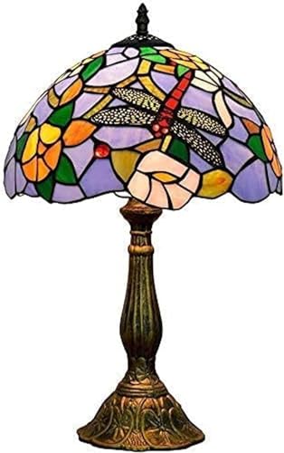 QXGJTLI Tischlampe Tischlampen Retro Pastoral Libelle Rose Buntglas Lampenschirm Schreibtisch Lichter Typ Nachttischlampe Nacht von QXGJTLI