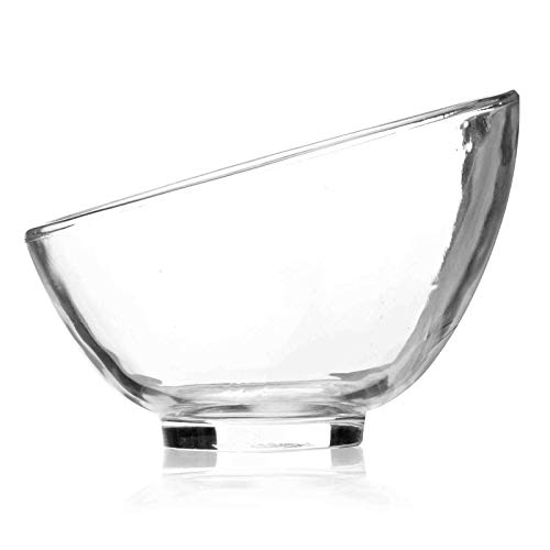 QXGJTLI Transparente Glasschüssel, kreative Dessertschale, runde Servierschale, Salatschüssel für Zuhause, Party, Event, multifunktionale Kristall-Obstschale, schräg geschnittene Eisschale, L | Glas von QXGJTLI