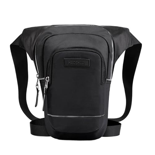 Beintasche Motorrad,Beintasche,Oberschenkeltasche Reflektierender Riemen, wasserdichte Nylon-Beintasche for Herren, Drop-Fanny-Hüfttasche, Motorrad-Reit-Taillen-Beintasche, Umhängetasche(Black) von QXYOGO