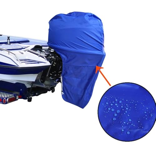 QXYOGO Außenborder Abdeckung,Bootsmotorabdeckung 420D Oxford-Gewebe Blau Universals Boot Vollständige Außenbordmotor-Abdeckung Schutz Motor Wasserdicht Sonnenschutz Staubdichte Abdeckung(175-225HP) von QXYOGO