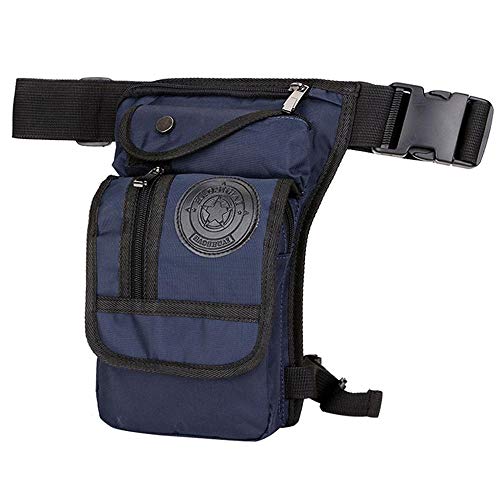 QXYOGO Beintasche Motorrad,Beintasche,Oberschenkeltasche Canvas/Nylon Herren Drop Arm Herren Taillengürtel Oberschenkel Hüfte Motorrad Messenger Umhängetasche(Navy) von QXYOGO