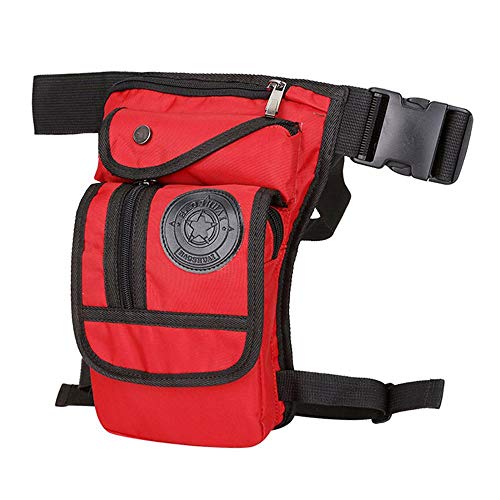 QXYOGO Beintasche Motorrad,Beintasche,Oberschenkeltasche Canvas/Nylon Herren Drop Arm Herren Taillengürtel Oberschenkel Hüfte Motorrad Messenger Umhängetasche(Red) von QXYOGO