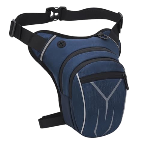 QXYOGO Beintasche Motorrad,Beintasche,Oberschenkeltasche Drop Taille Bein Tasche Motorrad Tasche Regendicht Reflektierende Kopfhörer Loch Oberschenkel Gürtel Reise Fanny Pack(Blue) von QXYOGO