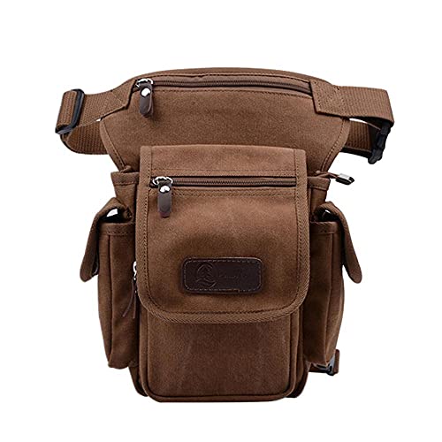 QXYOGO Beintasche Motorrad,Beintasche,Oberschenkeltasche Männer Leinwand Taille Taille Bein Tasche Bein Schulter Umhängetasche Cross Body Oberschenkel Hüfte Wiege Motorrad Reiten(Coffee) von QXYOGO