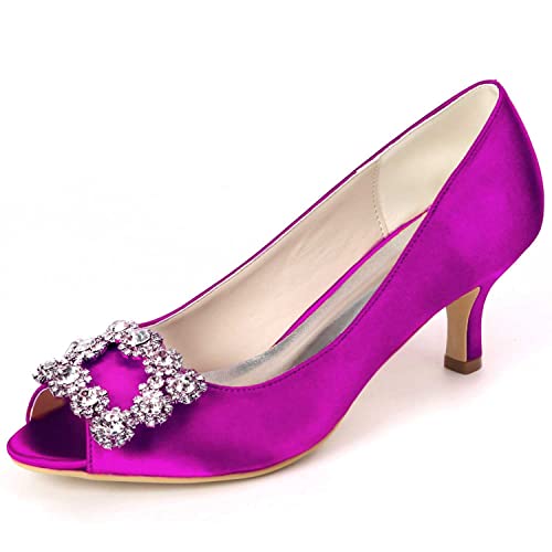 QYASTUDIO Damen-Stiletto-Pumps mit Rhinestones & Satin-Spitze Elegant für Party & Hochzeit von QYASTUDIO