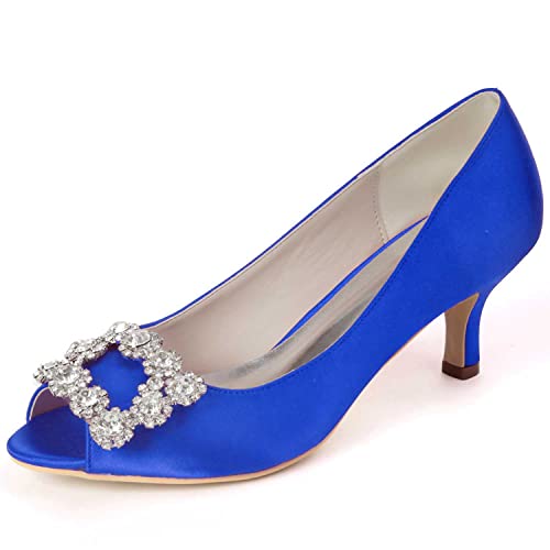 QYASTUDIO Damen-Stiletto-Pumps mit Rhinestones & Satin-Spitze Elegant für Party & Hochzeit von QYASTUDIO