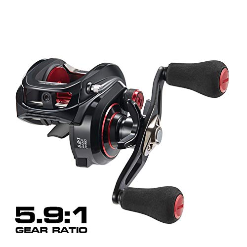 Angelrolle 300 BAITCASTING Reel 15KG MAX Drag 8 + 1 Lager Aluminiumrahmen Süßwasser Salzwasser Niedrig Profil Angelrolle Für Flüsse, Seen, Ozeane, Stauseen(Black Double Handle,Left Hand) von QZCX