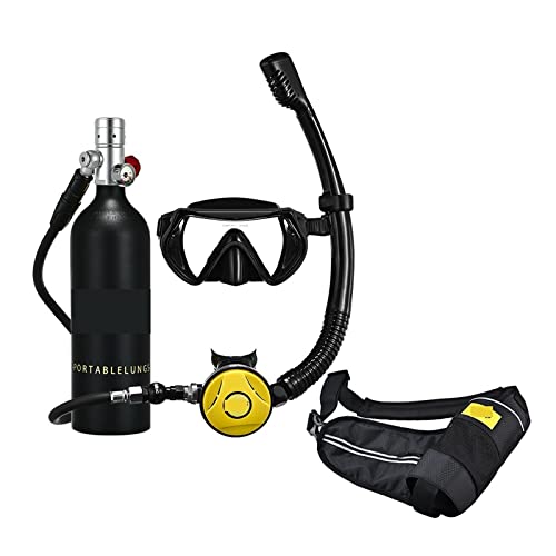 QZCX Tragbares Atemschutzgerät zum Tauchen, Schnorchel-Unterwassertauch-Rebreather-Tauchgerät, Tragbare Tiefschnorchelausrüstung Hohe Druckhärte(SKU1 Black Bottle Silver Head) von QZCX