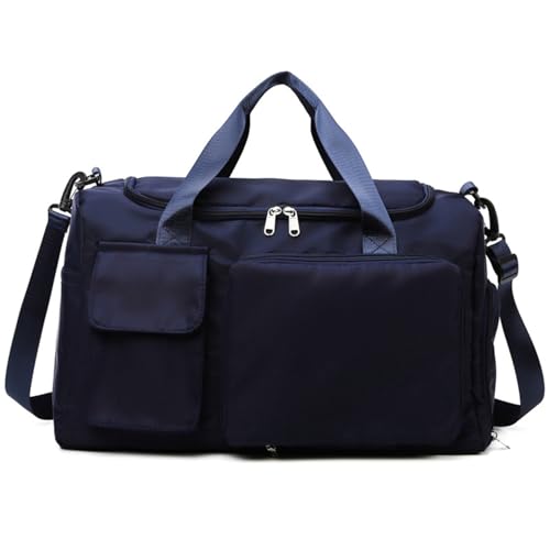 Reisetasche Sporttasche HandgepäCk Tasche Weekender Bag Wasserdicht Travel Bag Duffle Bag Mit Schuhfach Und Nassfach Krankenhaustasche (Dunkelblau) von QZYGWCS