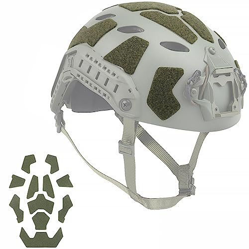 Qavctw 11-teiliges taktisches Helm-Klettverschluss-Set, Helme, magischer Aufkleber, DIY-Kit für schnelles, hochgeschnittenes Helm-Zubehör (grün) von Qavctw