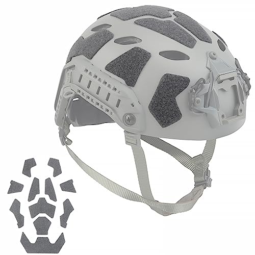 Qavctw 11-teiliges taktisches Helm-Klettverschluss-Set, Helme, magischer Aufkleber, DIY-Kit für schnelles High-Cut-Helm-Zubehör (grau) von Qavctw