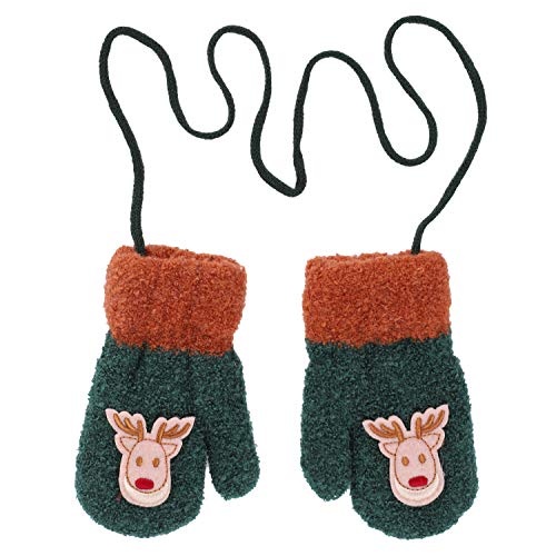 Qchomee Handschuhe Kinder Baby Winter Fausthandschuh Fäustlinge Cartoon Halshandschuhe Dicke Doppelt Strickhandschuh mit Plüsch Spielen Laufen Skifahren Cotton Knitting Handschuhe für 1-4 Jahre alt von Qchomee