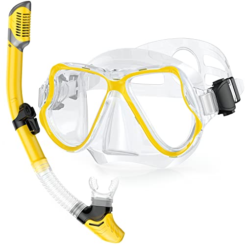 QcoQce Trocken Schnorchelset,Anti-Fog und Panorama-Weitblick Tauchmaske,Leichtes Atmen und Professionelle Schnorchelmaske mit Weichen Mundstück,Schnorchel Set für Erwachsene QcoQce Trocken Schnorchelset,Anti-Fog und Panorama-Weitblick Tauchmaske,Leichtes Atmen und Professionelle Schnorchelmaske mit Weichen Mundstück,Schnorchel Set für Erwachsene von QcoQce