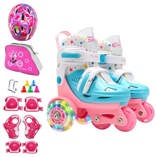 Kids Roller Skates, Beginners Roller Skates for Kids, Light Up Roller Skates, Kids Roller Skates with Lights, Three-Point Roller Skates, Skating Rink Roller Skates, Roller Skates for 3-8 Years Old von Qhvynpo