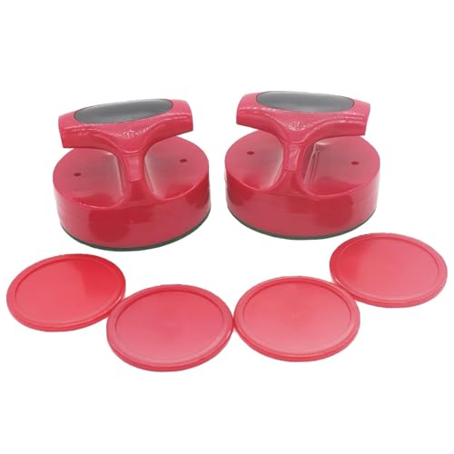 Qianly 2X Air Hockey Drücker Und 4X Air Hockey Pucks, Standard Ersatzteile für Spieltische, Rot von Qianly