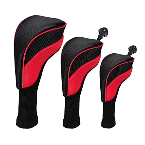 Qianly 3 Stücke Golf Club Headcover 460cc Hybrid Fahrer Holz Kopf Abdeckung Keine, rot von Qianly