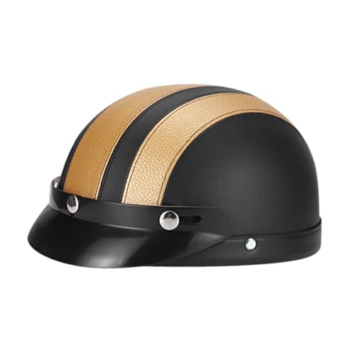 Qianly Bike Helm Sommer Half Helm PU für Skateboarding -Reiten im Freien Sportarten, Schwarzes Gold von Qianly