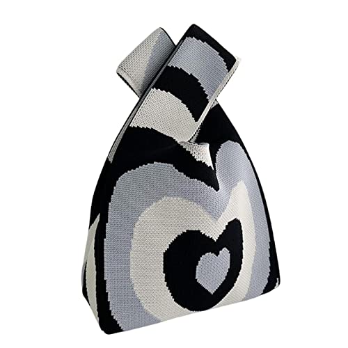 Qianly Damen Strick Einkaufstasche, Schultertasche, Beuteltasche, Clutch für Den Strand, Handtasche für Den Sommer, Schwarz Qianly Damen Strick Einkaufstasche, Schultertasche, Beuteltasche, Clutch für Den Strand, Handtasche für Den Sommer, Schwarz von Qianly