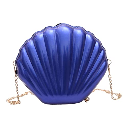 Qianly Damen Umhängetasche mit Kette, Handtasche mit Reißverschluss, Clutch, Tragetasche, Handtaschen für Die Lässige Arbeit Im Freien, Blau von Qianly