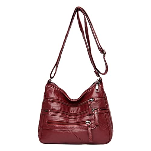 Qianly Damen Umhängetaschen PU Geldbörsen Und Handtaschen Multi Tasche, rot von Qianly