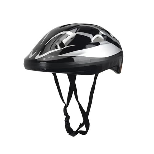 Qianly Fahrradhelm für Kinder, Helm für Skating und Outdoor-Sport, Schwarz Silber von Qianly