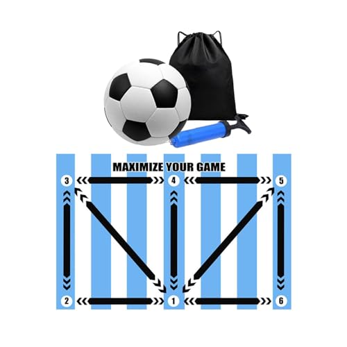 Qianly Fußball Trainingsmatte mit Innovativem Design für Optimales Training, Dunkelblau, mit Kugel von Qianly