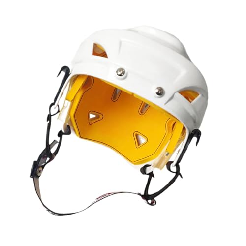 Qianly Hockeyhelm, Sportschutzhelm, weiß, verstellbare Schutzausrüstung, Schlittschuhhelm für Wettkampftraining, M ohne Käfig von Qianly