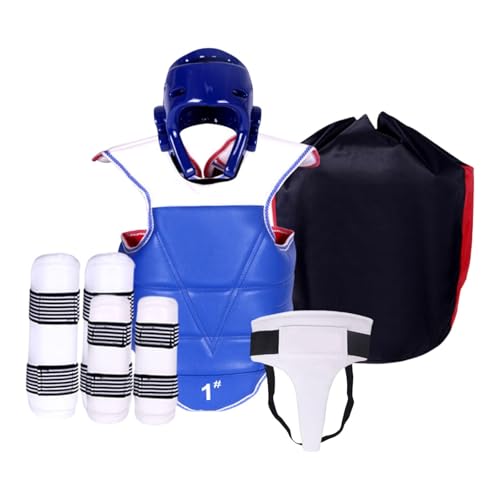 Qianly Karate-Sparring-Ausrüstungsset, Arm- und Beinschützer, Boxkörperschutzausrüstung, vollständiger Schutz für das Grappling, Blau, S von Qianly