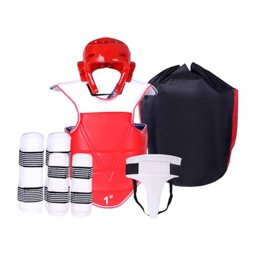 Qianly Karate-Sparring-Ausrüstungsset, Arm- und Beinschützer, Boxkörperschutzausrüstung, vollständiger Schutz für das Grappling, ROT, l von Qianly