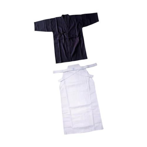 Qianly Kendo Bekleidungsset für Erwachsene, Ninjas, Iaido, Judo, Aikido, Samurai Hakama, Blau und weiß, 160cm von Qianly