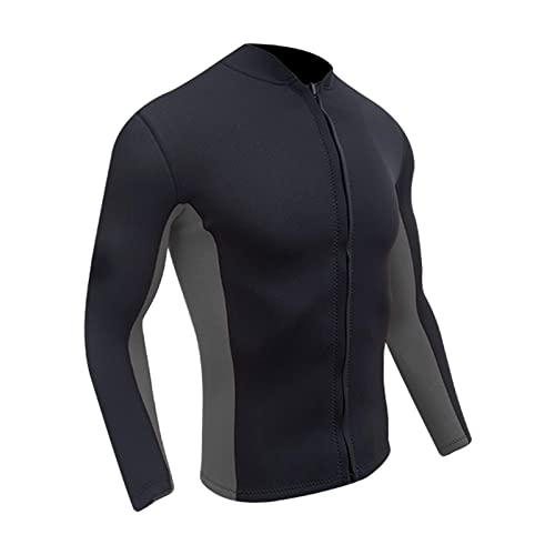 Qianly Männer Neoprenanzug Top Langarm Jacke für Schnorcheln Wasser Sport Scuba Tauchen, Grau Schwarz S von Qianly