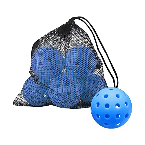 Qianly Pickleball Bälle mit Netzbeutel, 40 Löcher, für Drinnen Und Draußen, Blau von Qianly