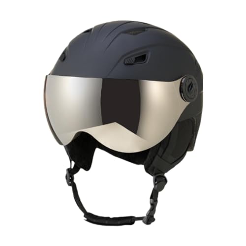 Qianly Skihelm mit Eingebautes Visierverstellungsgröße Atmungsaktives Design für Schneesportarten, Schwarz, L von Qianly