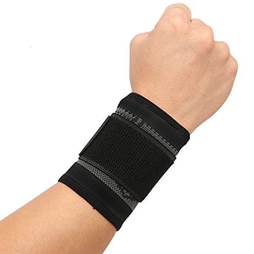QiaoJun Handgelenkbandage,Handgelenk Bandagen 2 STÜCKE Weben Druckriemen Fitness Armband Gym Powerlifting Handgelenkstütze Brace Bandage Hand Wraps(Black,M) von QiaoJun