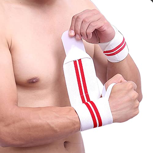 QiaoJun Handgelenkbandage,Handgelenk Bandagen Verstellbarer Armband Elastische Handgelenkstracks-Bandagen für Gewichtheben Macht mit atmungsaktiver Handgelenkstütze(White) von QiaoJun