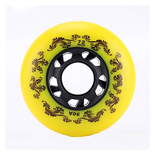 QiaoJun Inline Skates Rollen,Stunt Scooter Rollen 8 Pcs Inline-Skate-Rad 90A Scroll Durable Räder 72 76 80 mm Roller Skate-Räder for Roll Skate(8pcs Yellow 80mm) von QiaoJun