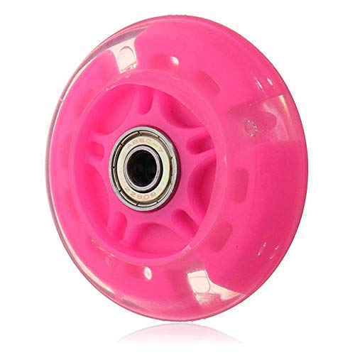 QiaoJun Inline Skates Rollen,Stunt Scooter Rollen 80 mm Blitz-Rad-Scooter Blinklichter Roller Skates Wheels Ersatz Glatter(Pink) von QiaoJun