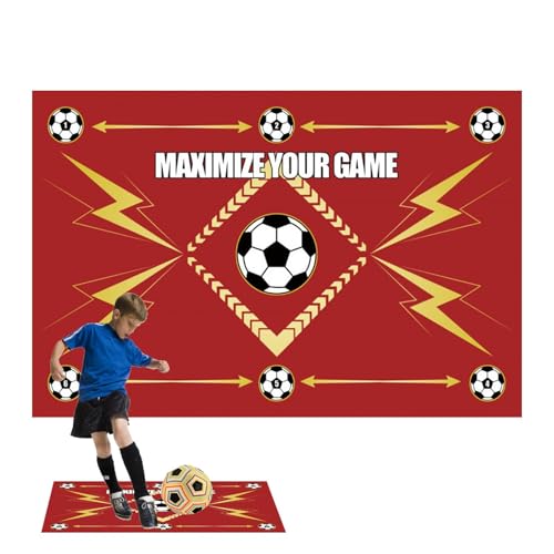 Fußball Trainingsmatte, 60x40cm rutschfeste Dribblerball Kontrolle, Leise Fußball Zugmatte Trittmatte, Trainingsteppich, Fussball Matte Trainingszubehör, Sportmatte Für Kinder Und Fußballliebhaber von Qidures