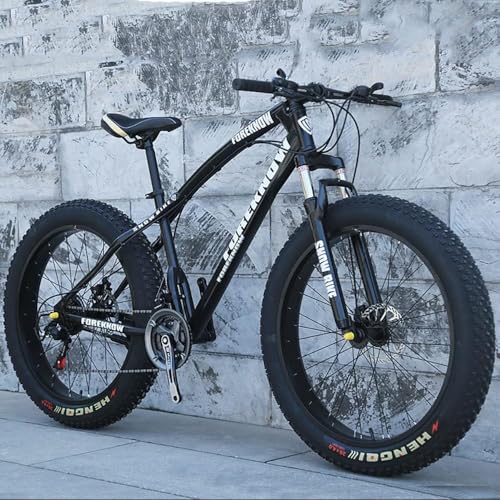 20/24/26 x 4,0 Zoll dicke Rad-Mountainbikes, Fat Tire Mountain Trail Bike für Erwachsene, 7/21/24/27/30-Gang-Fahrrad, Rahmen aus Kohlenstoffstahl, Doppelfederung und Doppelscheibenbremse, We von QieXinYu