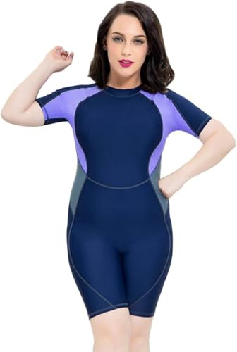 Damen Neoprenanzug Übergröße 4XL-6XL Neoprenanzüge Shorty-Anzüge Tauchen Surfen Schnorchelanzüge Kanufahren Kajakfahren Anzüge Einteiliger Badeanzug Wassersport-Neoprenanzug,Blau,5XL von QieXinYu