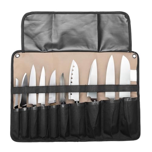 Qikam Kochmesser-Rolle Messerspeicher Messertaschen für,Messer Besteckset Aufbewahrungskoffer mit Tragegriffen Werkzeugtasche für Freizeit und Camping von Qikam