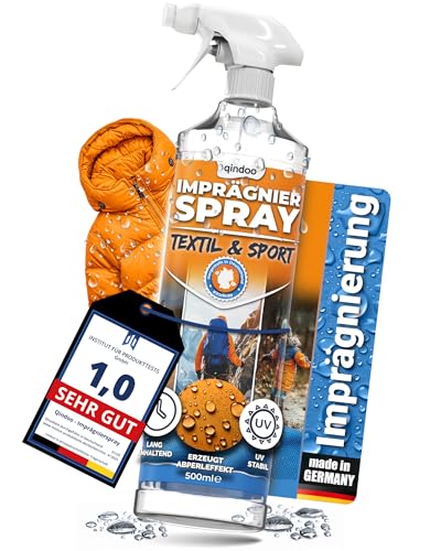 Qindoo Textil Imprägnierspray Jacke 500 ml gegen Regen & Schmutz für Jacken, Outdoor, Sport Textilien I effektive Versieglung I Imprägnierung für Textilien mit Bester Waschbeständigkeit (0,5 Liter) Qindoo Textil Imprägnierspray Jacke 500 ml gegen Regen & Schmutz für Jacken, Outdoor, Sport Textilien I effektive Versieglung I Imprägnierung für Textilien mit Bester Waschbeständigkeit (0,5 Liter) von Qindoo