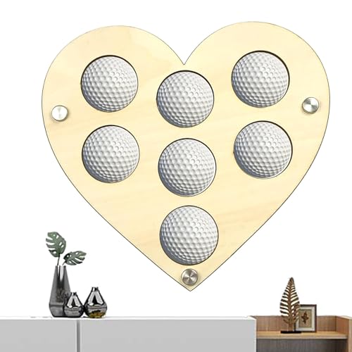 Qiwieod Halterständer für Golfball,Golfballhalter zur Präsentation - Golfball-Präsentationsständer, 22,9 x 20,3 cm, Wandhalterung, Ständer - Platzsparendes herzförmiges Wandregal für Golfer mit von Qiwieod