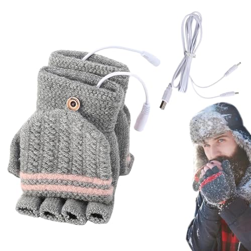 Qkbuza Beheizte Winterhandschuhe, USB-beheizte Handschuhe für Damen und Herren | Volle und halbe Finger Warme Handschuhe Heizhandschuhe Beheizte Fäustlinge - Laptop-Handschuhe, tragbare beheizte von Qkbuza