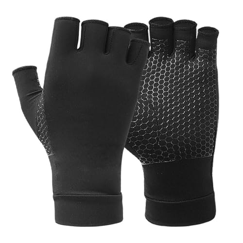 Qkbuza Fingerlose Fitness-Handschuhe, fingerlose Sporthandschuhe, Kupferfaser, rutschfest, Trainingshandschuhe für Damen und Herren von Qkbuza