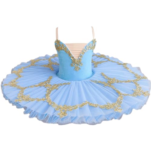 Qodpxxi Mädchen Kinder Ballett Tutu Tanzkleid Blumenstickerei Gymnastikanzug Strass Dekorieren Ballerina Dancewear Kostüme for Bühnenauftritte von Qodpxxi