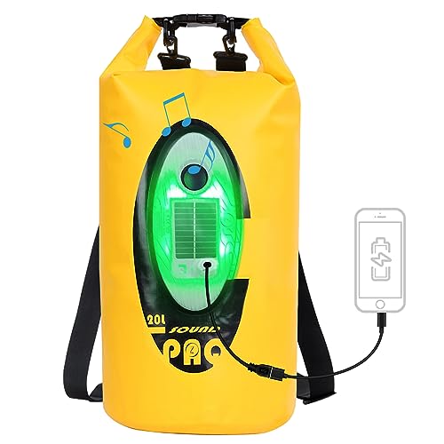 Qoolife Dry Bag Und Wasserdichter Rucksack mit Bluetooth-Lautsprecher- 20L Seesack Wasserdicht mit Bluetooth Lautsprecher, Ideale Rolltop Tasche beim Kajak Fahren, Wandern, Bootfahren und Rafting von Qoolife