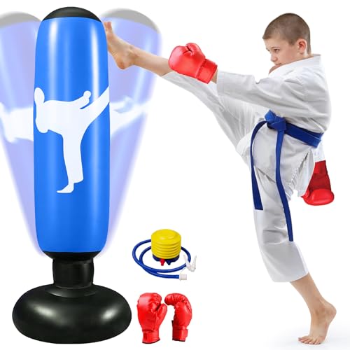 Qoosea Boxsack für Kinder, 160cm Stehender Boxsack, Aufblasbarer Trainingsboxsack mit integrierter Luftpumpe und Boxhandschuhe für Karate, Kickboxen, Jungen und Mädchen Qoosea Boxsack für Kinder, 160cm Stehender Boxsack, Aufblasbarer Trainingsboxsack mit integrierter Luftpumpe und Boxhandschuhe für Karate, Kickboxen, Jungen und Mädchen von Qoosea
