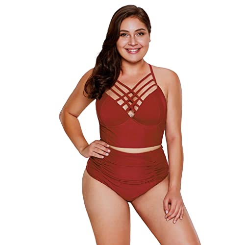 Qsvbeeqj Badeanzüge Mit Hoher Taille Für Damen Sportliches Crop Set Gepolsterte Zweiteilige Badeanzüge von Qsvbeeqj